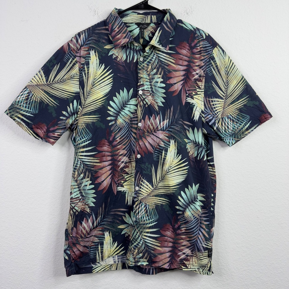Good Man Brand Shirt Mens XL Tropical‎ Hawaiian Palm Leaf Print Vacation Beach
